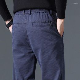 Men's Pants Men Business Casual Thick Classic Style Straight Leg For Daily Wear Trousers MID Waist Slim Solid Color Pant Clothing