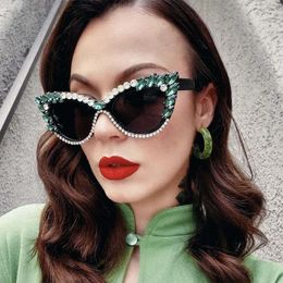 Sunglasses 2023 Vintage Luxury Diamond Cat Eye Women Brand Fashion Funny Party Sun Glasses Female Shades