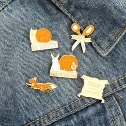 Brooches Don't Hurry Enamel Pins Custom Snails Scissors Animal Brooch Lapel Pin Badge Bag Cartoon Jewellery Gift Kids Friends Wholesale