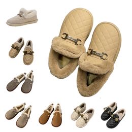 Designer Autumn Winter Women fur plush slippers Black white Brown mini slippers Comfortable outdoor plush shoes