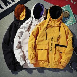 Men's Jackets 2021 Autumn Fashion Mens Hooded Jacket New Men Korea Style Loose Windbreaker Jacket Male Cargo Coat Streetwear Hip Hop Outwear T231016