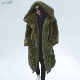 Women's Fur Faux Fur Oversized Winter Faux Fur Coat Women Parka Long Warm Faux Fur Jacket Coats Hoodies Loose Winter Coat Outwear Casaco FemininoL231016