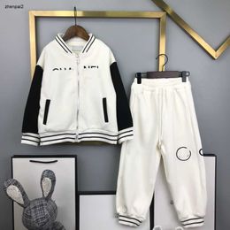 luxury Tracksuits for boy and girl Autumn plush baby jacket suit Size 110-160 CM Spliced design jacket and elastic waist pants Oct15