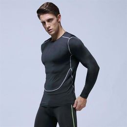 Men's T-shirt tees running fitness clothing quick-drying sportswear long-sleeved compression training stretch Slim tights siz241M