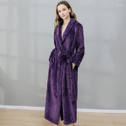 Women's Sleepwear Winter Flannel Bathrobe Gown Warm Long Kimono Soft Coral Velvet Loungewear Women Homedress Nightgown Nightdress