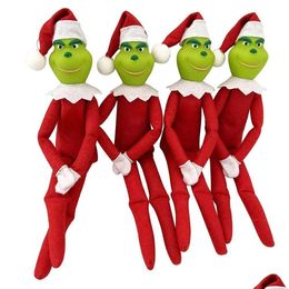 Christmas Decorations 30Cm Red Green S Doll Plush Toys Monster Elf Soft Stuffed Dolls Xmas Tree Decoration With Hat For Children Dro Dh492