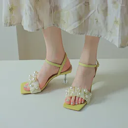 Dress Shoes 2023 Summer Transparent Sandals For Women Ladies Princess Elegant Wedding Luxury String Beading Silk High Heels