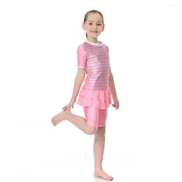 Women's Swimwear Kids Girls Teen Lovely Striped Swimsuit Swimming Suit For Children Beachwear Swim Dress Two-Piece Suits