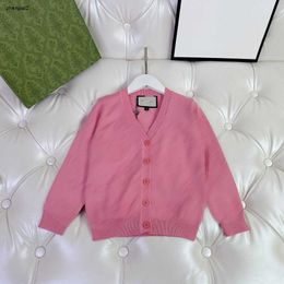 luxury cardigan for boy and girl Solid Colour kids sweater Size 100-150 CM Long sleeved V-neck baby Knitted Jacket Oct15