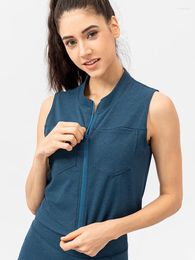 Women's Tanks Light Zipper Coats Stand Collar Vests Elegant Summer Short Vest Female Vintage Lmitation Denim Clothing Fashion Tees