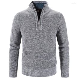 Men's Sweaters Knitted Sweater Autumn Winter Designer Clothes Fleece Thicker Half Zipper Turtleneck Warm For Men Pullovers Male