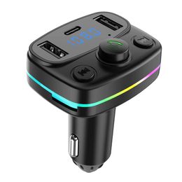 Car charger Dual USB Type-C Ports Hands Free Audio Adapter Car Bluetooth FM Transmitter MP3 Player