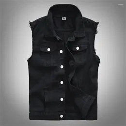 Men's Vests Sleeveless Jeans Jacket Black Denim Vest For Men Casual Cowboy Waistcoat Fashion Cotton Hip Hop Streetwear Male Gilet Coat