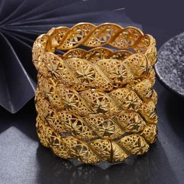 Bangle 4Pcs lot Top Quality Dubai Gold Colour Bangles For Women Vintage Bride Wedding Bracelet Africa Arab Jewelry294w