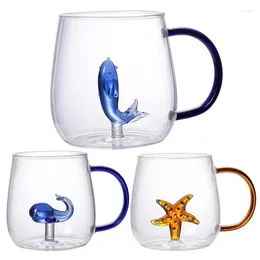 Wine Glasses 3D Coffee Mug Cartoon Animal Shape Glass Home Cute Figurine Inside Transparent Cup Milk Tea Breakfast Cups Gift