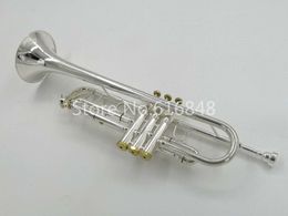 Professional TR-700GS Bb Trumpet Instruments Silver Plated Gold Key Carved Brass Musical Instrument Bb Trumpet