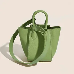 Evening Bags Fashionable Daily Bag Leather Women Bucket Stylish Female Luxury Designer Shoulder Handbags Green 2023