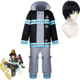 Cosplay Anime Fire Force Enen No Shouboutai Shinra Kusakabe Asa Boiru Cosplay Costume Wig Special Team Uniform Halloween Suit