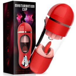 sex massagerJiuai electric pronunciation tongue men's masturbation automatic interactive aircraft cup non inflatable doll adult products