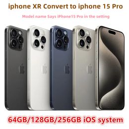 Original desbloqueado iphone xr converter para iphone 15 pro celular com aparência de câmera 15 pro 3g ram 64gb 128gb 256gb rom celular