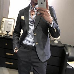 Summer Casual Blazer Men Set Slim Fit Trend Jacket Korean Striped Suit Sport Veste Homme Luxe Coat Eg50jk Men's Suits & Blaze322Y