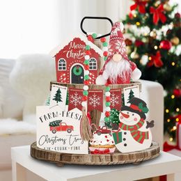 Factory Outlet New Wooden Layered Tray Decorative Plush Dwarf Country House Winter Kitchen Table Decoration