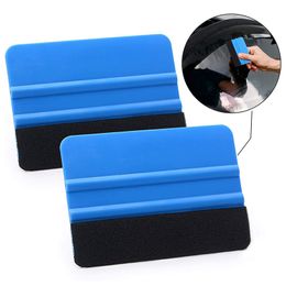 Party Favour Auto Styling Vinyl Carbon Fibre Window Ice Remover Cleaning Brush Wash Car Scraper With Felt Squeegee Tool Film Wrapping Accessories Q646