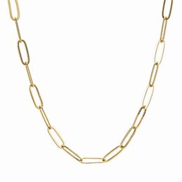 Gold Colour Paper Clip Lick Chain Choker Necklace for Women Link Chain Wedding Birthday Jewellery 15 16 17 inches2323