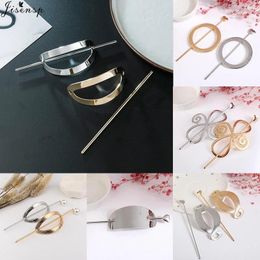 Hair Clips Jisensp Ladies Geometric Hollow Oval Pierced Clip Cute Metallic Slide Comb Hairpin Shawl Pin Brooch Styling