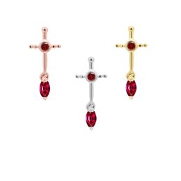 Slovehoony 925 Sterling Silver Mini Sword Earrings with Ruby Cubic Zircons Popular Trendy Jewellery for Cool Girls