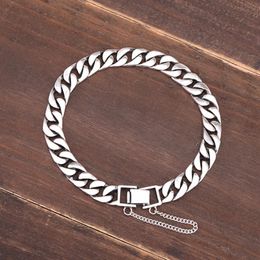 Chain 100% 925 Sterling Silver 8mm Miami Cuban Bracelets Women Men Fine Jewellery Solid Simple Clasp 17cm/19cm/21cm 231016