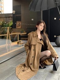 Women's Trench Coats Office Lady Silhouette Coat Autumn/winter British Style Double Breasted Cardigan Fashion Female Clothes