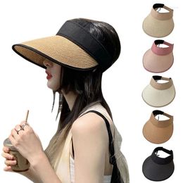 Wide Brim Hats Trendy Summer For Sun Visors Hat Beach Visor Empty Top Straw Protection All-match Dropship