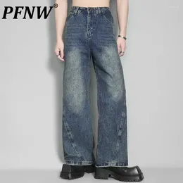 Men's Jeans PFNW Spring Summer Personality Vintage High Street Casual Loose Straight Denim Pants Chic Flares Trousers 12A9279