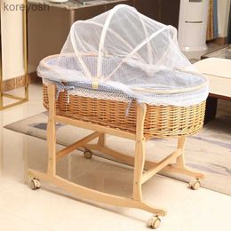 Bassinets Cradles 0-20 months Baby cradle bed rattan sleeping basket portable car hand basket newborn baby rattan bed small shakerL231016