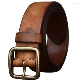 Belts Pure Cowhide Belt 3.8cm Wide Men Women High Quality Genuine Leather Luxury Designer Pin Buckle Waistband Cowboy Strap
