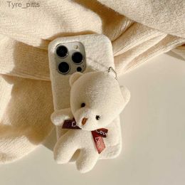 Cell Phone Cases Suitable for Apple 13Pro phone case ins cartoon anti fall autumn and winter iPhone 14 sheep plush little bear phone caseL2402