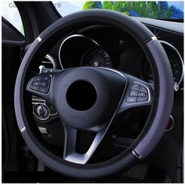 Steering Wheel Covers Car Steering Wheel Covers 37-38cm Universal PU Leather Steering-wheel Cover Automobiles Anti-slip Four Seasons Auto Accessories Q231016
