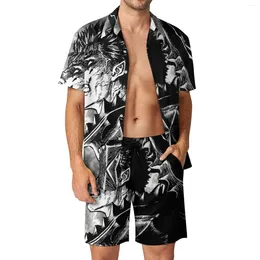 Men's Tracksuits Berserk Guts Swordsman Men Sets Anime Casual Shorts Summer Fashion Vacation Shirt Set Short Sleeves Design Oversized Suit