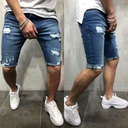 New Mens Short Ripped Jeans Fashion Casual High Quality Retro Elastic Denim Shorts Male Brand Clothes Plus Size 3XL2536