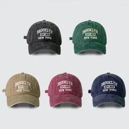 Ball Caps Unisex Letter Wide Brim Baseball Cap For Men Women Soft Top Washed Cotton Peaked Hip Hop Snapback Sports Sun Hats