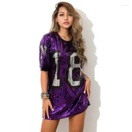 Women's T Shirts Stitch Y2k Clothes For Women Clothing Goth Crop Top Ropa Mujer Tops Shirt Fashion Sequins Flash Number Bar DJ Hip -hop