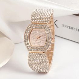 Wristwatches Luxury Full Rhinestone Women Bracelet Watch Fashion Stainless Steel Band Quartz Watches Relogio Feminino Montre Femme