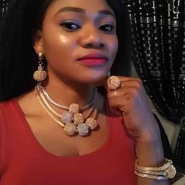 Fani Exquisite Dubai Gold Colorful Nigerian Wedding Woman Accessories Jewelry Set African Beads Costume Jewelry Set2583