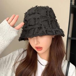 Berets Comfortable Bucket Hat Stylish Korean Fisherman Hats For Autumn Winter Wide Brim With Burr Edge Trim Solid Men