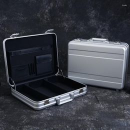 Briefcases Metal Briefcase 18.1X13.8X4.5 Inch Attache Aluminum Toolbox Hard Carry Cash Case Notebook Toolkit With Sponge