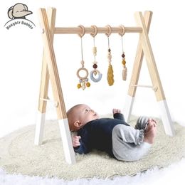 Mobiles# 1Set Baby Fitness Frames Baby Gym Mobile Suspension Baby Room Decoration born Baby Activity Accessories Wooden Rattles Toys 231016