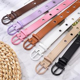 Belts Men Women Leather Belt 1PCS Hollow Out Holes Waist Dress Jeans Strap Decorative Waistbands Eyelet Grommet Punk