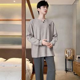 Men's Sleepwear Letter Winter Lounge Pyjama Pijama Cotton Autumn Plus Suits Pyjamas Striped Sets Cartoon Size Casual Pyjamas