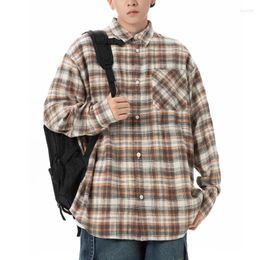 Men's Casual Shirts Mens Plaid Flannel Lightweight Jacket Button Down Shirt Senior Boys Autumn Shacket Oversized Long Sleeve